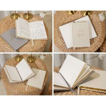 Hard Cover Vow Books (Set of 2) - For My Husband & For My Wife Grey & Cream Pocket Sized Foil Emboss...