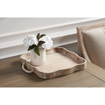 Mud Pie Scalloped Beaded Tray for Home Decor