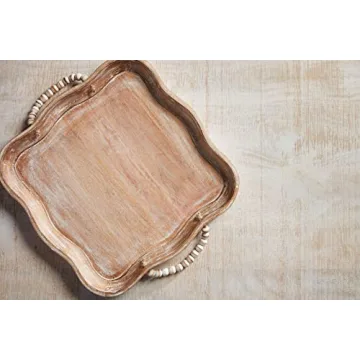 Mud Pie Scalloped Beaded Tray for Home Decor