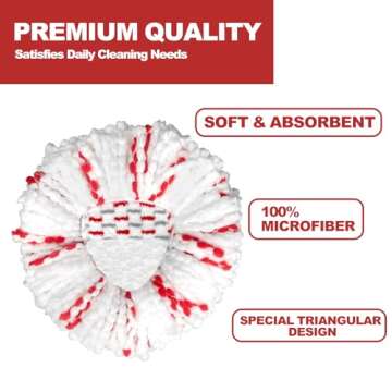 [2025 New Version] Mop Head Replacement - 40% More Cleaning Power，3 Pack Spin Mop Replacement Head for Easy Wring 1-Tank System, Easy Cleaning, Microfiber and Machine Washable