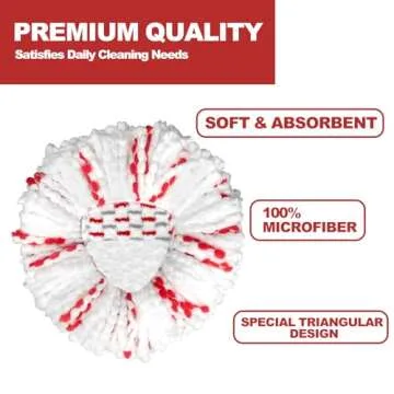 [2025 New Version] Mop Head Replacement - 40% More Cleaning Power，3 Pack Spin Mop Replacement Head for Easy Wring 1-Tank System, Easy Cleaning, Microfiber and Machine Washable