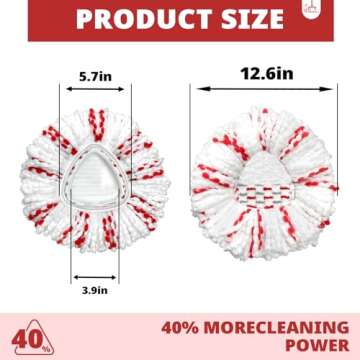 [2025 New Version] Mop Head Replacement - 40% More Cleaning Power，3 Pack Spin Mop Replacement Head for Easy Wring 1-Tank System, Easy Cleaning, Microfiber and Machine Washable