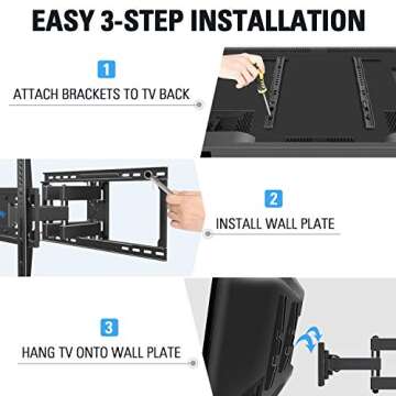 Mounting Dream TV Mount Full Motion TV Wall Mounts for 26-55 inch LED, LCD Flat Screen TV , Wall Mount Bracket with Dual Arms, up to VESA 400 x 400mm 99 lbs . Fits 16" , 18" , 24" Wood Studs MD2380-24