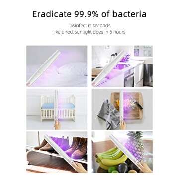 UV Light Sanitizer Wand, Portable UVC Light Disinfector UV Wand for Smartphone Home Travel Package Belongins Clinically Proven Disinfector Chargable KPP (white1)