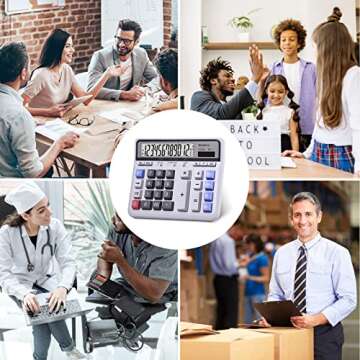 Comix Desktop Calculator Solar Battery Dual Power with 12-Digit Large LCD Display and Large Computer Keys Standard Function Calculator for Home Office School, White