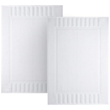 White Classic Luxury Bath Mat Floor Towel Set - Absorbent Cotton Hotel Spa Shower/Bathtub Mats [Not ...
