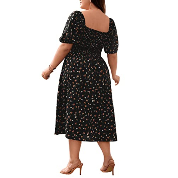 Flattering Floral Plus Size Midi Dress for Women