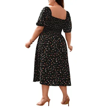 Flattering Floral Plus Size Midi Dress for Women