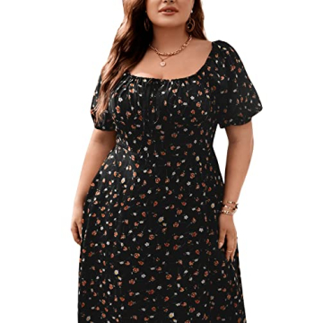 Flattering Floral Plus Size Midi Dress for Women