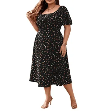Flattering Floral Plus Size Midi Dress for Women