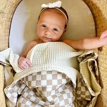 LifeTree Waffle Baby Blankets for Cozy Newborn Comfort