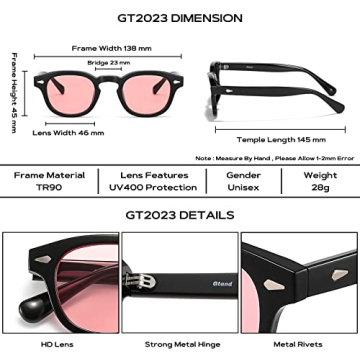 Gtand Vintage Retro Round Tinted Sunglasses for Men Women