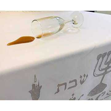 Shabbat Shalom -Yom Tov -Anti Stain Tablecloth Jewish (58"x 118")