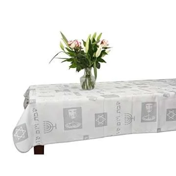 Shabbat Shalom -Yom Tov -Anti Stain Tablecloth Jewish (58"x 118")