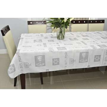 Shabbat Shalom -Yom Tov -Anti Stain Tablecloth Jewish (58"x 118")