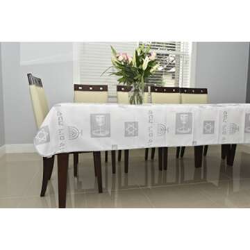 Shabbat Shalom -Yom Tov -Anti Stain Tablecloth Jewish (58"x 118")