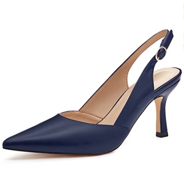 Rilista Womens Slingback Pumps Closed Pointed Toe Kitten Heel Sandals Wedding Evening Party Dress Sh...
