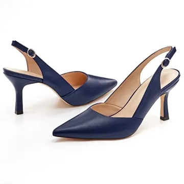 Rilista Women's Slingback Pointed Toe Kitten Heel Sandals