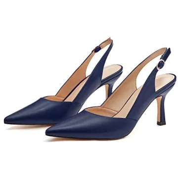 Rilista Women's Slingback Pointed Toe Kitten Heel Sandals