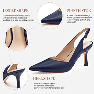 Rilista Women's Slingback Pointed Toe Kitten Heel Sandals