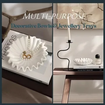 AGUMARK Stylish White Fluted Ruffle Bowl for Home Decor