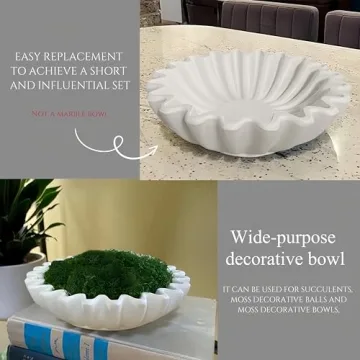 AGUMARK Stylish White Fluted Ruffle Bowl for Home Decor