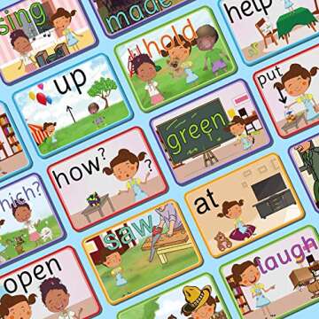 SpringFlower Sight Words Flash Cards with Pictures,Motions&Sentences, 220 Dolch Sight Words for Preschool, Kindergarten, 1st, 2nd & 3rd Grade.Homeschool, Learn to Read, Phonics Learning,235 Pieces
