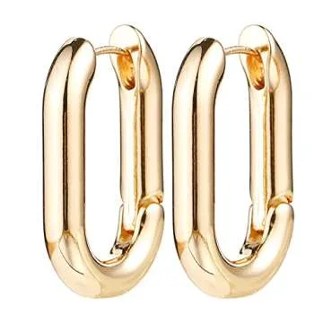 Gold Chunky Hoop Earrings Set Hypoallergenic 14K Gold Plated