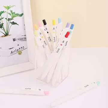 COLNK Color Gel Pens Fine Point 0.5mm for Jouranling Planners, Soft Touch,Retractable White Writing Pens Assorted Colors Ink, Colorful Pens for Note Taking, Count-10