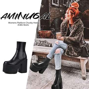 AMINUGAL Women's Platform Chunky Heel Ankle Boots – Stylish and Versatile Footwear