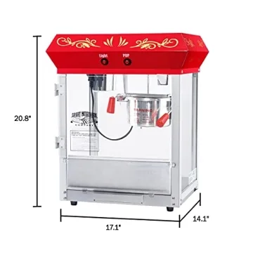 Great Northern Red 6 oz Popcorn Popper Machine for Home