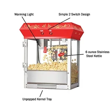 Great Northern Red 6 oz Popcorn Popper Machine for Home