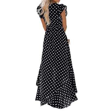GRECERELLE Women's Summer Floral Print Cross V Neck Dress Bohemian Flowy Long Fashion Maxi Dress PD-...