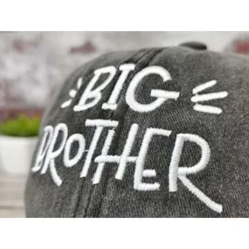 Hepandy Toddler Boys' Embroidered Big Brother Baseball Hat, Gift for New Brother, Washed Black Cap Embroidery Adjustable Hats for Kids Child