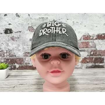 Hepandy Toddler Boys' Embroidered Big Brother Baseball Hat, Gift for New Brother, Washed Black Cap Embroidery Adjustable Hats for Kids Child