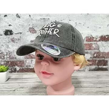 Hepandy Toddler Boys' Embroidered Big Brother Baseball Hat, Gift for New Brother, Washed Black Cap Embroidery Adjustable Hats for Kids Child