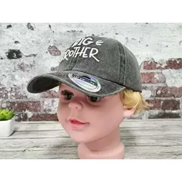 Hepandy Toddler Boys' Embroidered Big Brother Baseball Hat, Gift for New Brother, Washed Black Cap Embroidery Adjustable Hats for Kids Child