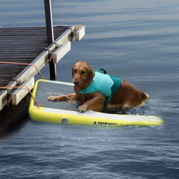 Inflatable Dog Water Ramp Pool Float Floating Ladder Steps for Dogs Safe and Easy Access to Water for Dogs Boat Ramp for Pool, Lake, Boat, Dock, with Non-Slip Pad and High Visibility
