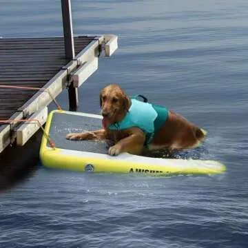 Inflatable Dog Water Ramp Pool Float Floating Ladder Steps for Dogs Safe and Easy Access to Water for Dogs Boat Ramp for Pool, Lake, Boat, Dock, with Non-Slip Pad and High Visibility