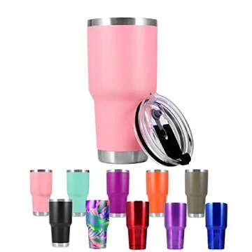 Toopify 30 oz Stainless Steel Insulated Tumbler Travel Mug with Straw Slider Lid, Cleaning Brush, Double Wall Vacuum