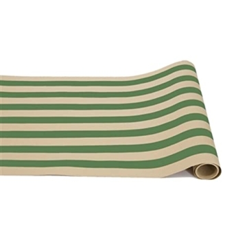 Hester & Cook Green Kraft Striped Table Runner - Disposable Paper Table Runner for Parties or Weddin...