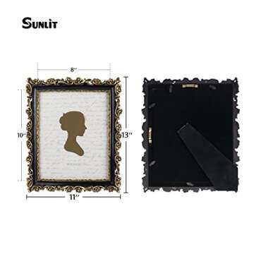 Sunlit Vintage Picture Frame 8x10 Inch, Luxury Antique Photo Frames with Glass Front, Photo Display,...