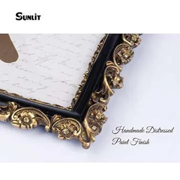 Sunlit Vintage Picture Frame 8x10 Inch, Luxury Antique Photo Frames with Glass Front, Photo Display, Tabletop Wall Hanging, Gift Ideas, Gold and Black