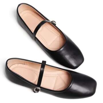 TN TANGNEST Women's Mary Jane Shoes - Comfortable Ballet Flats with Adjustable Straps
