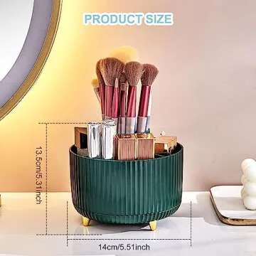 Cayxenful Pencil Holder For Desk,5 Slots 360°Degree Rotating Desk Organizers And Accessories,Desktop Storage Stationery Supplies Organizer, Cute Pencil Cup Pot For Office, School, Home (A-Green)