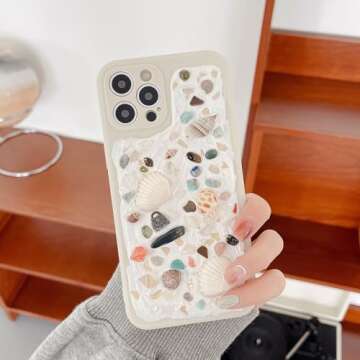 MORWLAT Cute Case Cover Compatible for iPhone 15/15 Pro/Pro Max Case Summer Beach Shells for Girl Women Soft Handmade Fashion Protective iPhone 15 Pro Case (iPhone 15 Pro) Clear