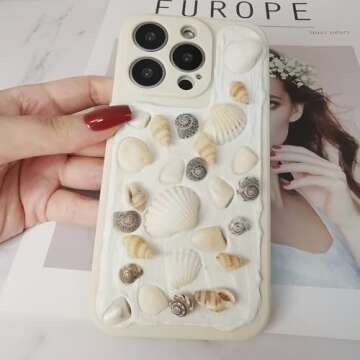 MORWLAT Cute Case Cover Compatible for iPhone 15/15 Pro/Pro Max Case Summer Beach Shells for Girl Women Soft Handmade Fashion Protective iPhone 15 Pro Case (iPhone 15 Pro) Clear