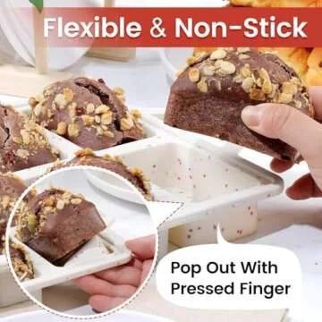 CAKETIME Mini Loaf Pans, Metal Reinforced Frame Silicone Mini Bread Loaf Pans 8 Cavities Nonstick for Baking Cornbread, Mini Bread, Mini Loaf, Brownie, Cheesecake, Chocolate 2 Pack Confetti, Small