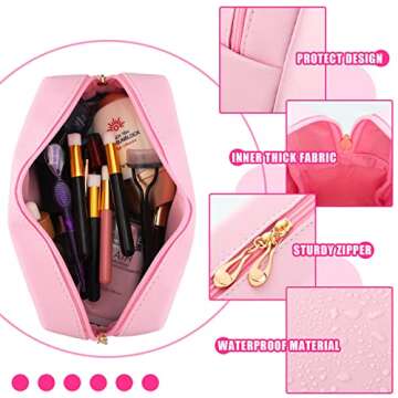 Sotiff 2 Pcs Preppy Patch Makeup Bag Waterproof Chenille Letter Cosmetic Bag Portable Toiletry Bag Zipper Pouch Travel Organizer for Women(White, Pink,Fresh Style)