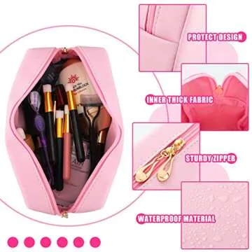 Sotiff 2 Pcs Preppy Patch Makeup Bag Waterproof Chenille Letter Cosmetic Bag Portable Toiletry Bag Zipper Pouch Travel Organizer for Women(White, Pink,Fresh Style)